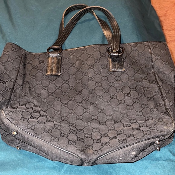 Gucci Ladies Black Canvas Tote - Picture 1 of 8